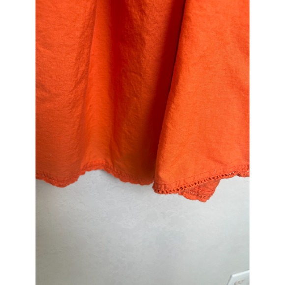Anthropologie Orange Eyelet Puff Sleeve Boho Peasant Tunic Top Women's M *NOTE - Picture 7 of 11